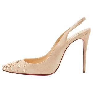 Christian Louboutin NIB Drama Sling 100 Nude Spike Heels Pumps 39 NIB